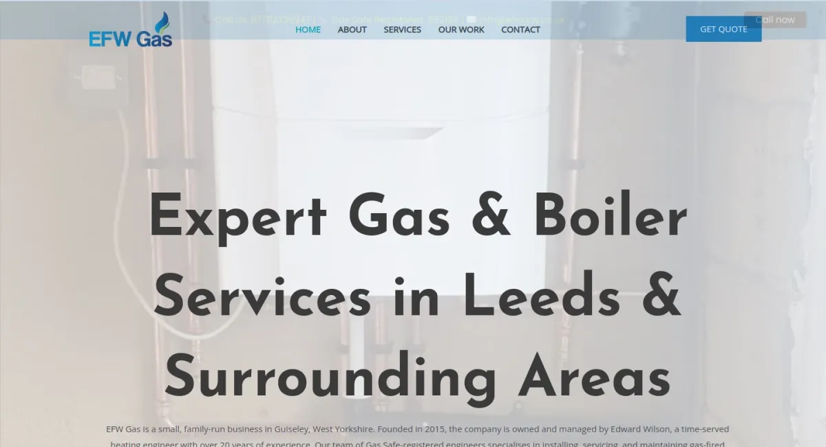 EFW Gas, Gas and heating website designed and built by PhD Networks