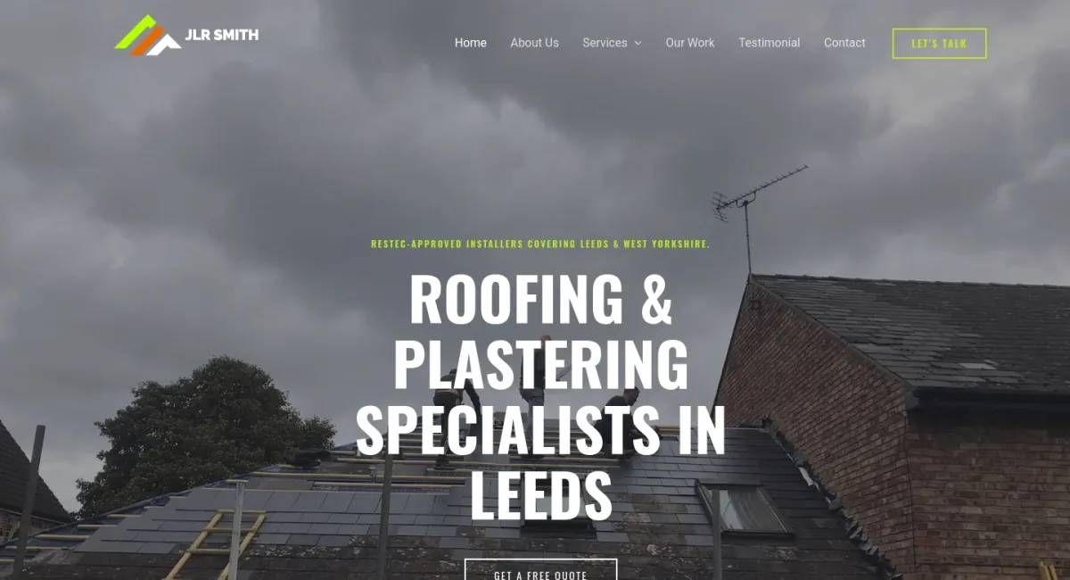 JLR Smith, Roofing website designed and built by PhD Networks