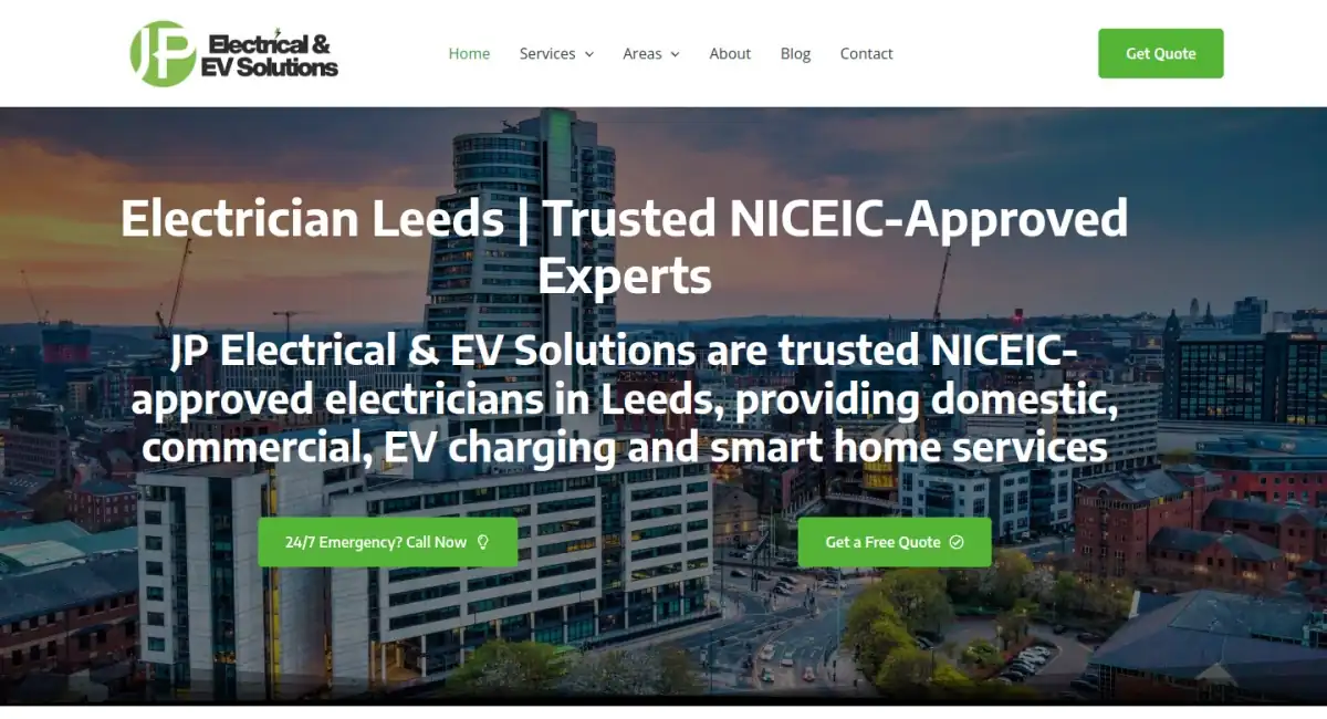 JP Electrical, Electrical and EV website designed and built by PhD Networks
