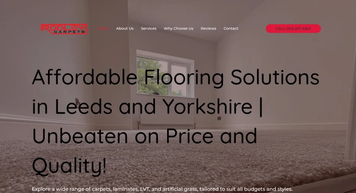Rodley Carpets, Carpets and flooring website designed and built by PhD Networks